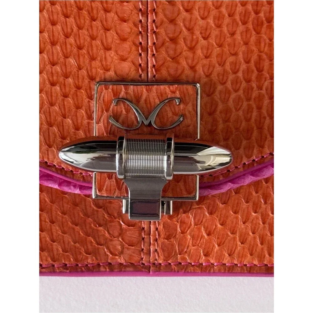 MONIKA CHIANG NWT Colorblock Embossed Leather Clutch  Bag Pink Orange Purse Y2K